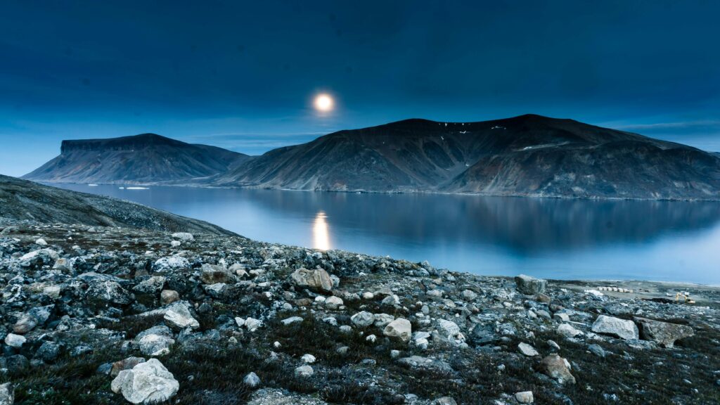 De Noordpool in de nacht